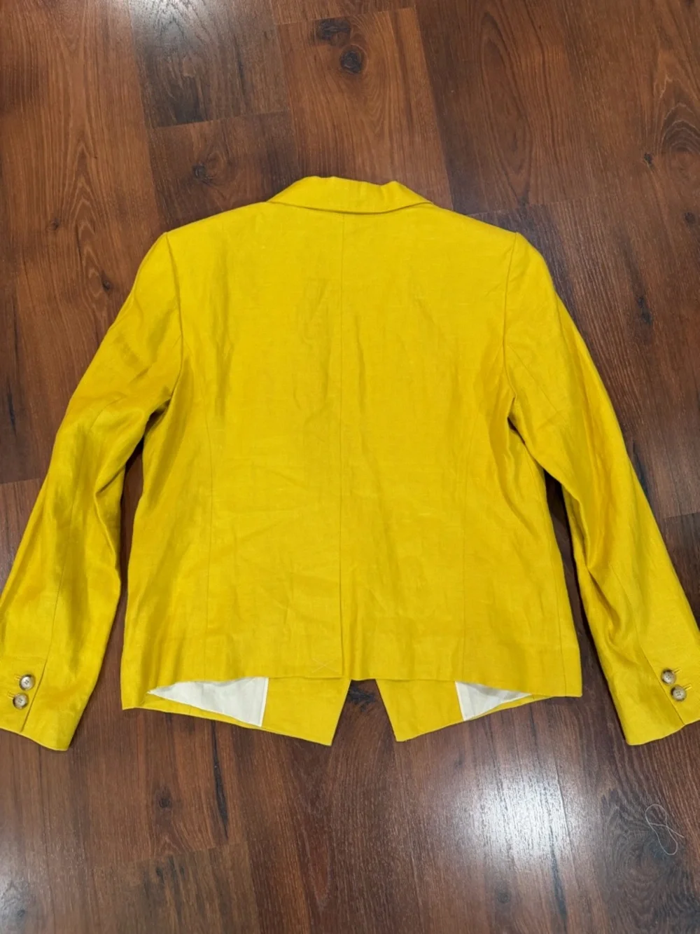 NWT Loft 100% linen Yellow Blazer Jacket Women size 14 Career Office Classic